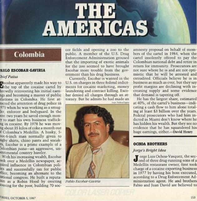Datos de Pablo Escobar