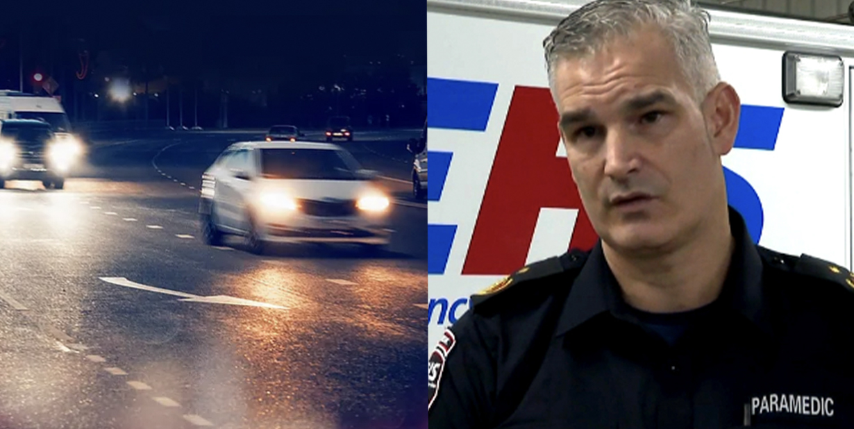Night driving and paramedic split image