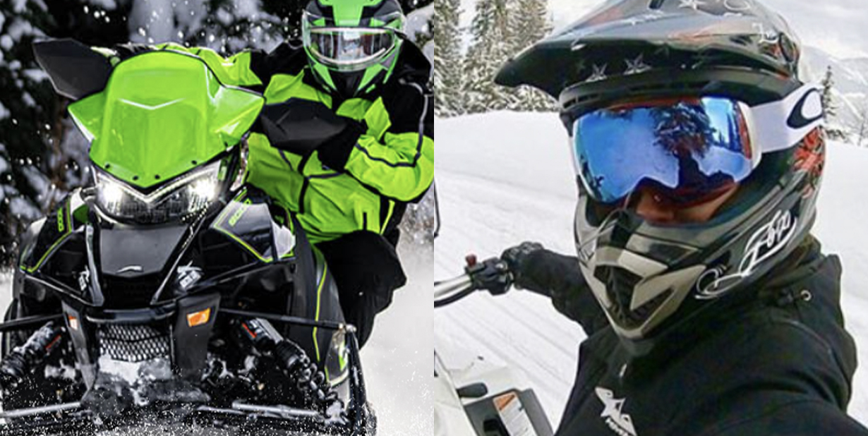 Snowmobile split image