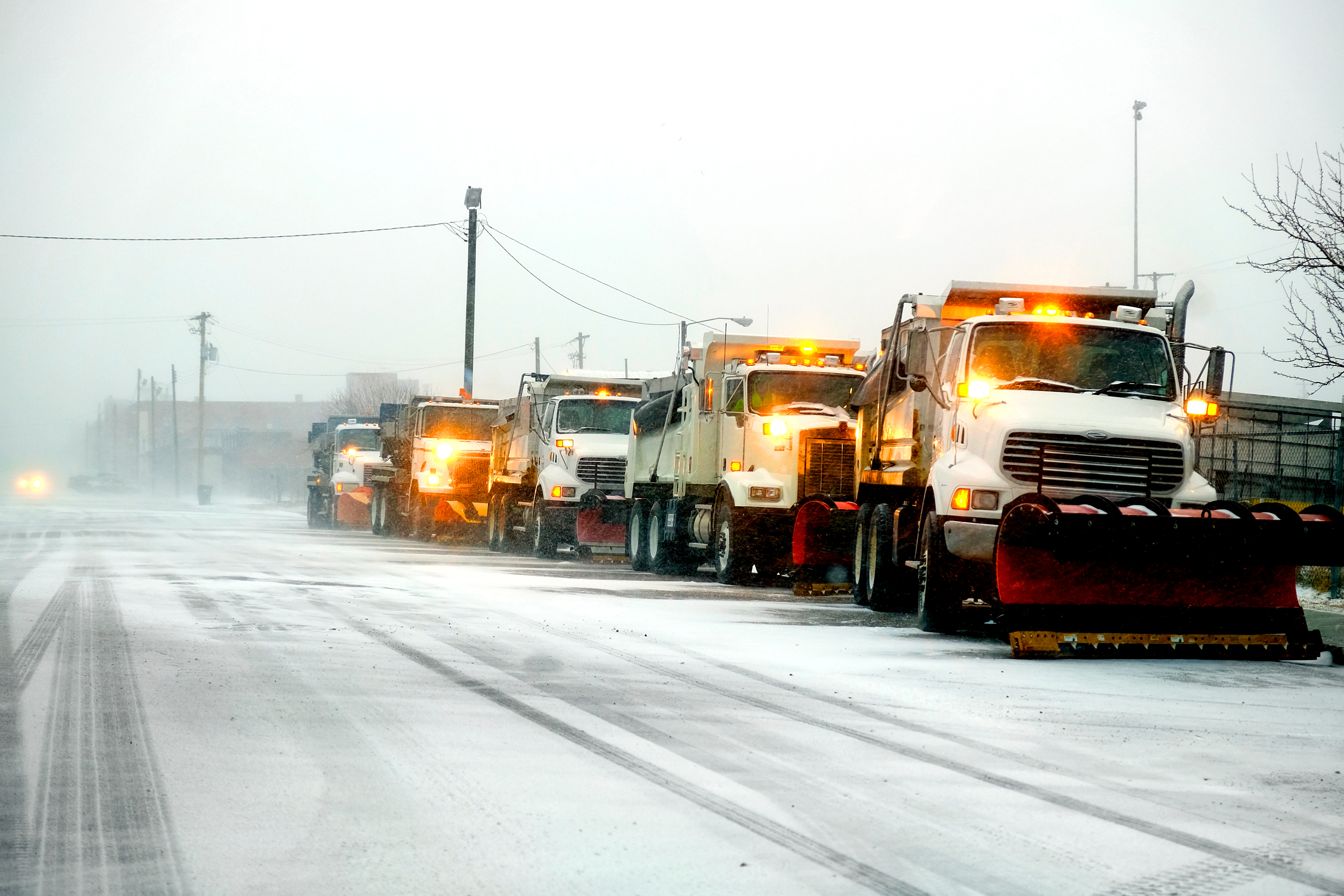 Snow plows preparing for emergency