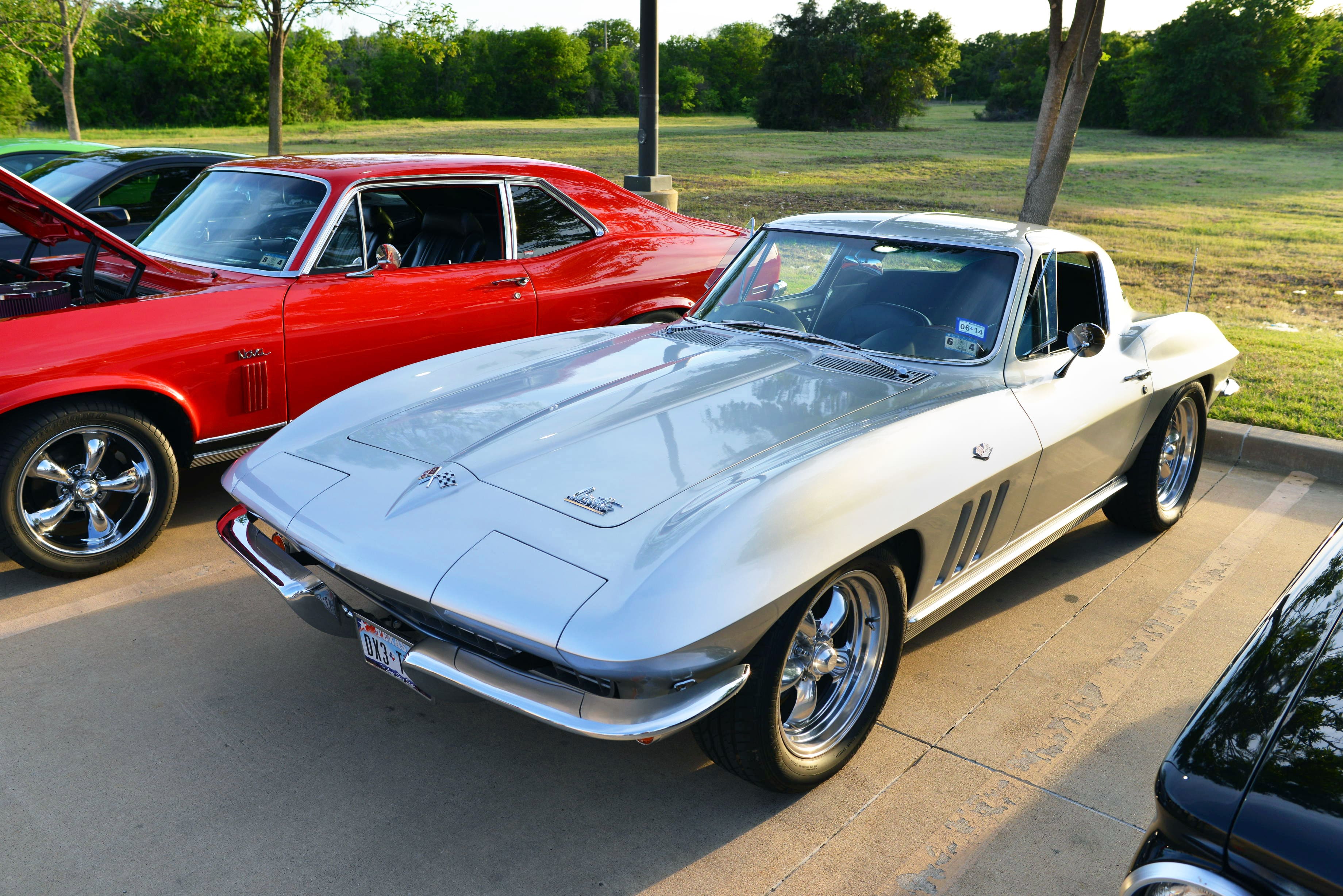 Silver chevy corvette