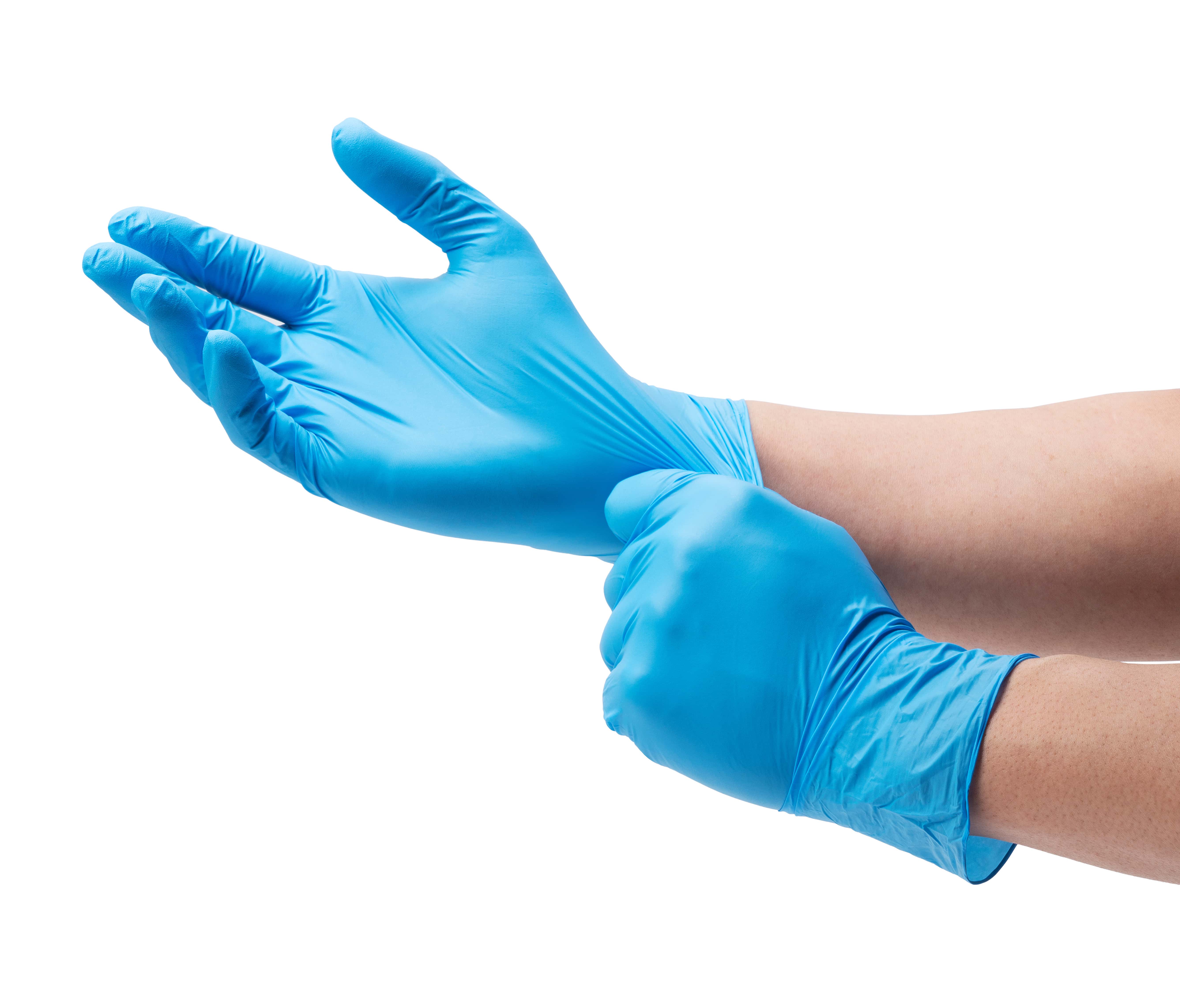 Blue rubber gloves