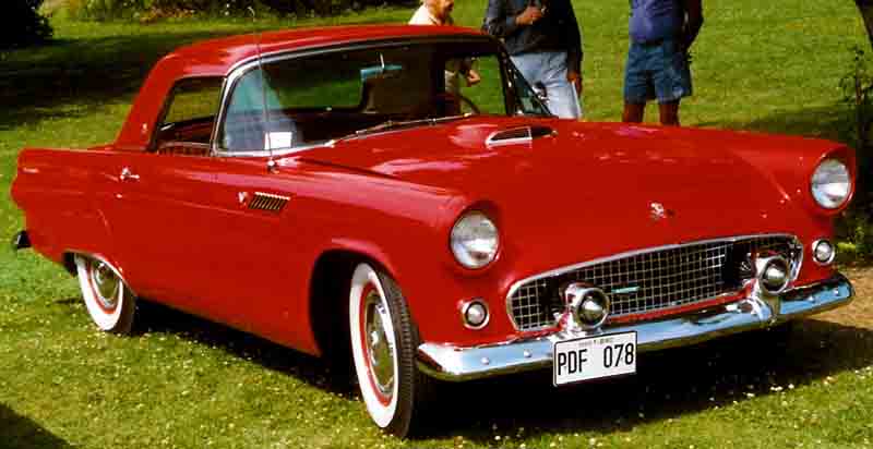 Image of red 1955 Ford Thunderbird