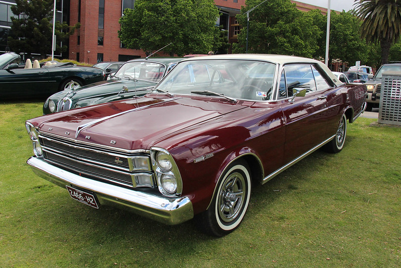 Close-up photo of a Red 1966 Ford Galaxie 500 7l 2 door Hardtop