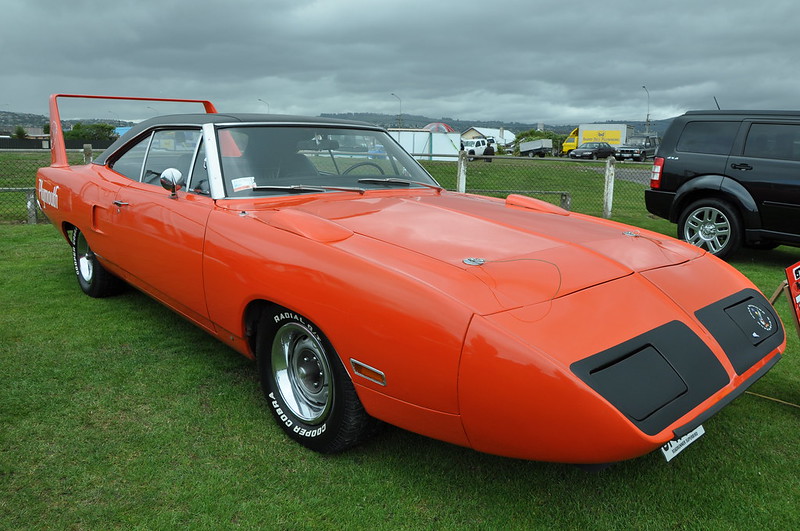 Close-up photo of a 1970 Plymouth Roadrunner Superbird