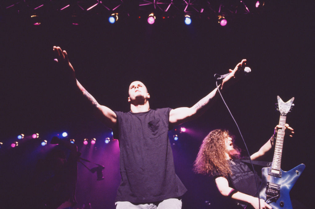 Phil Anselmo and Dimebag Darrell of Pantera performing  in Japan 13th July 1997.