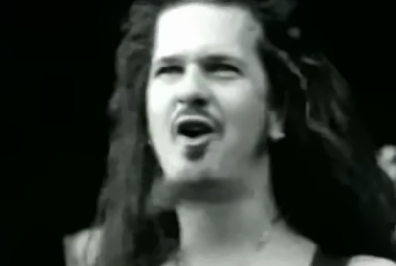 Dimebag Darrell , black and white, performing on stage