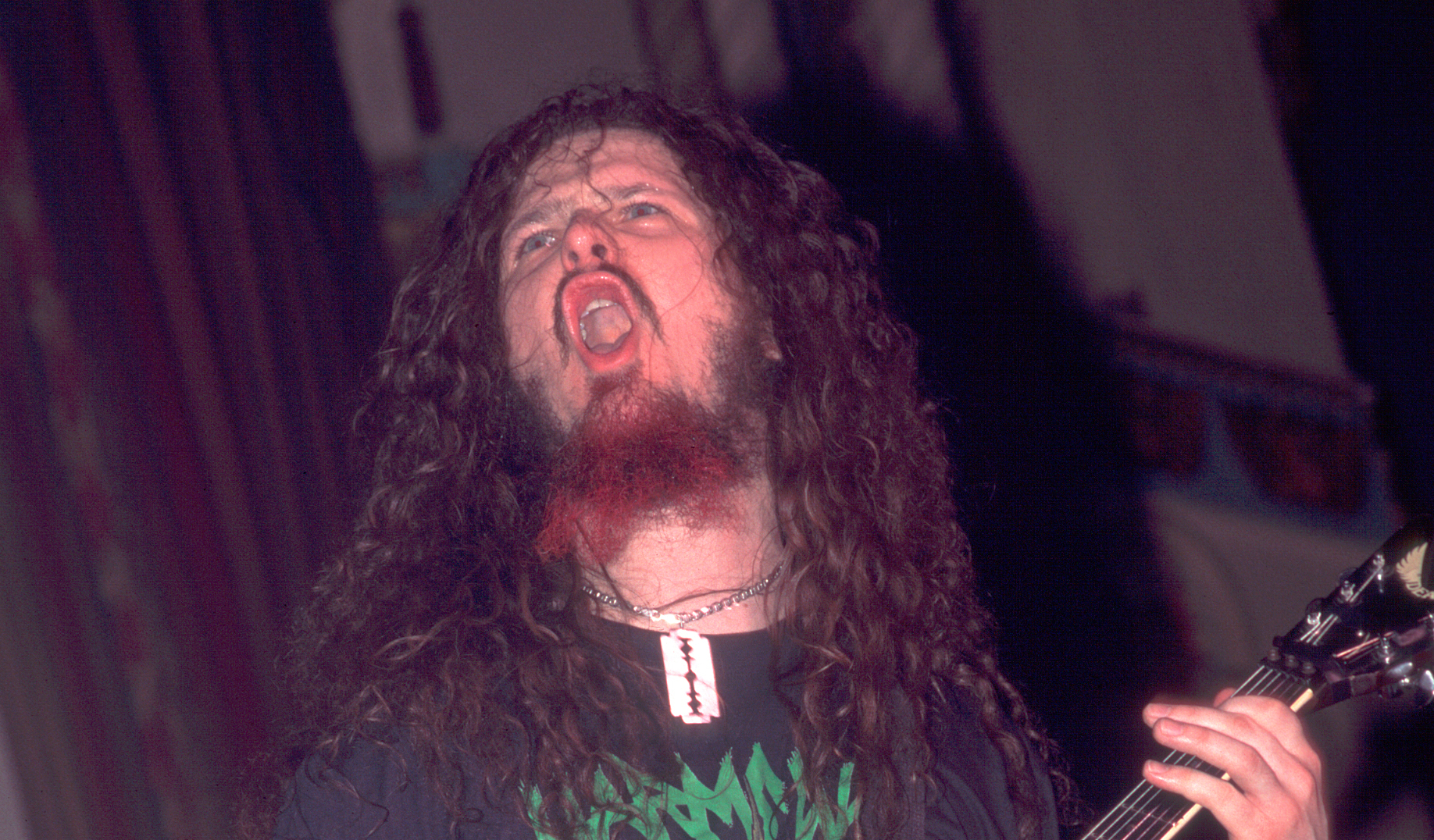 Dimebag Darrell performing on guitar