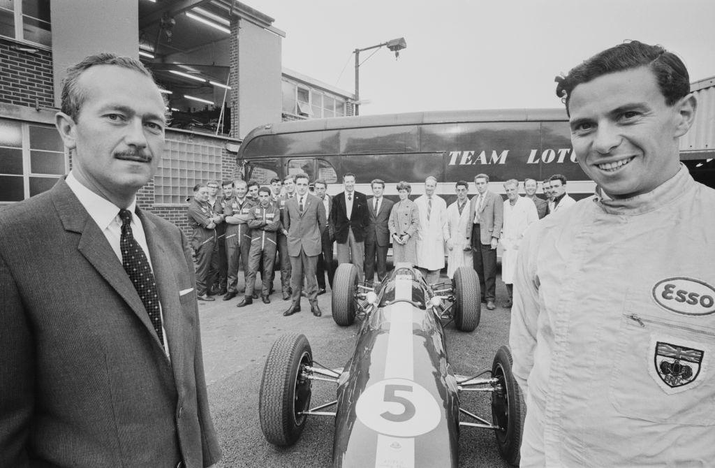 Jim Clark in racing clothes And his Team Lotus