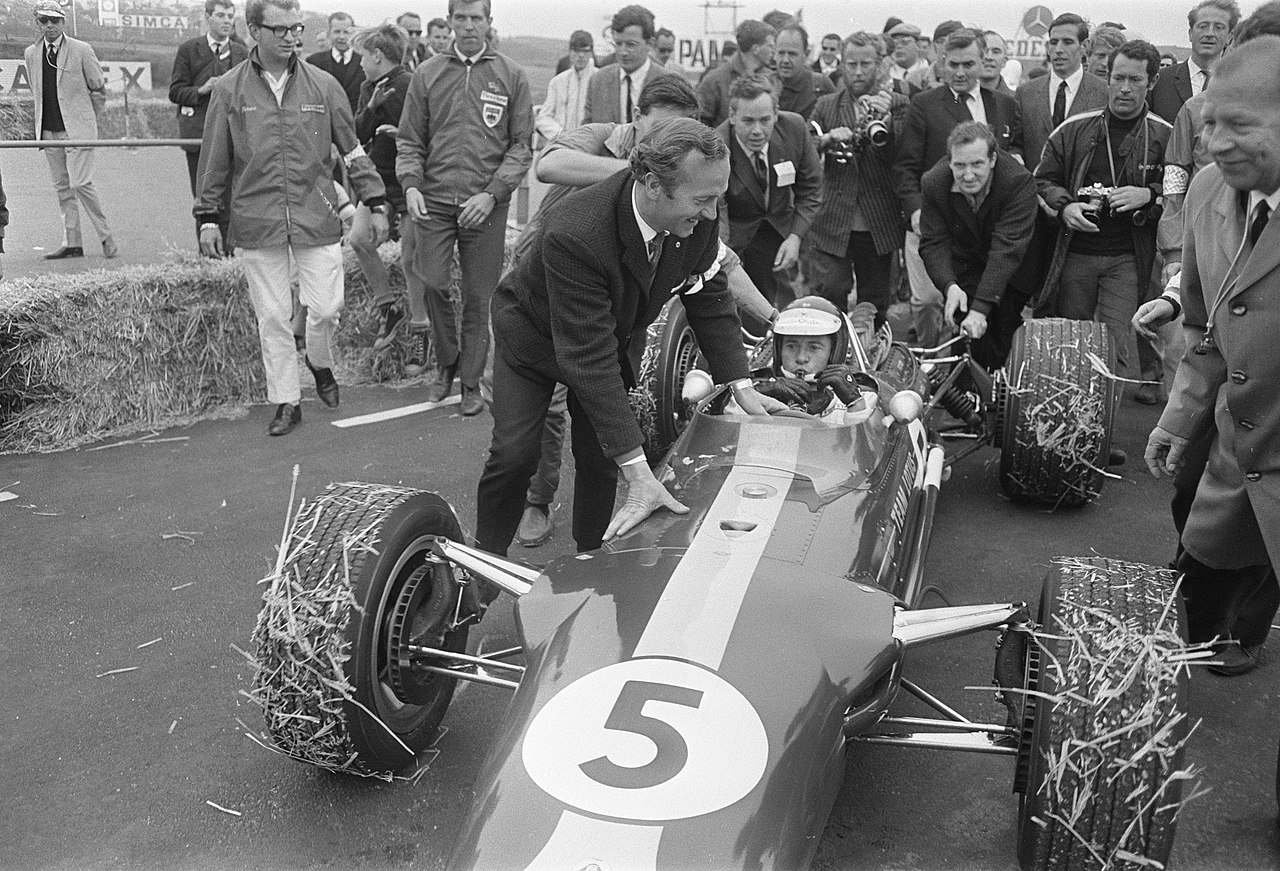 Jim Clark after the race in F1 car