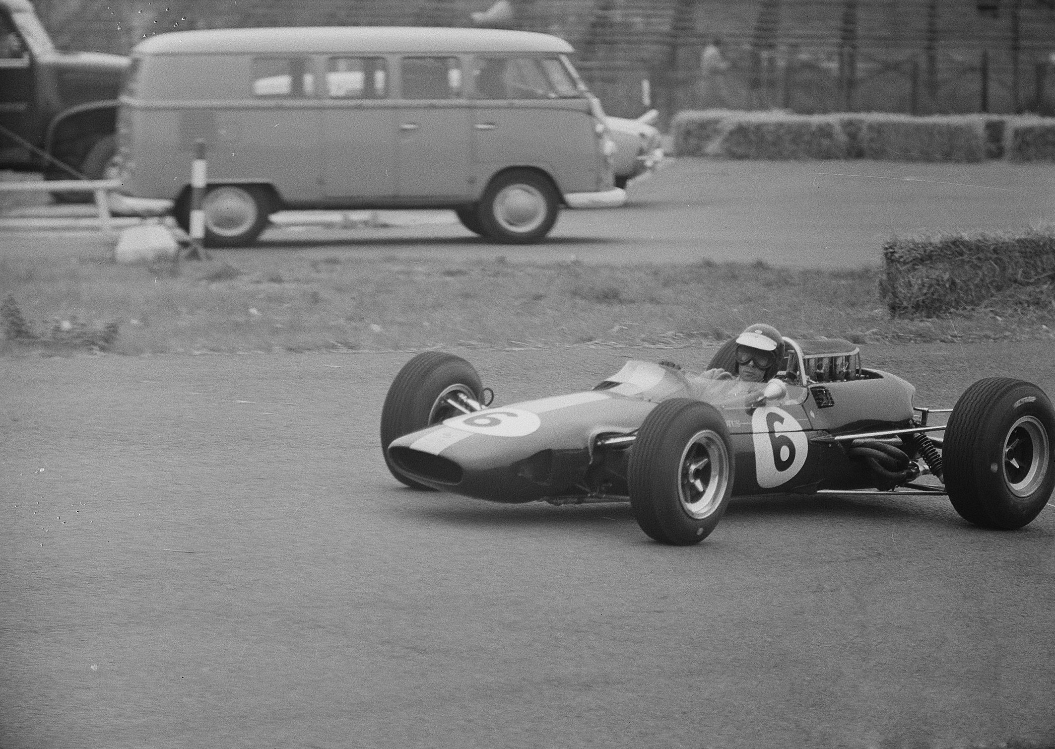 Jim Clark training with F1 lotus car