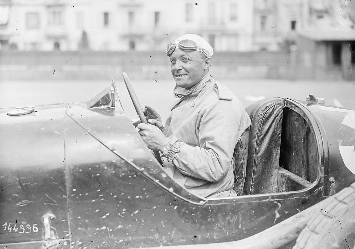 Baconin Borzacchini with his racing car