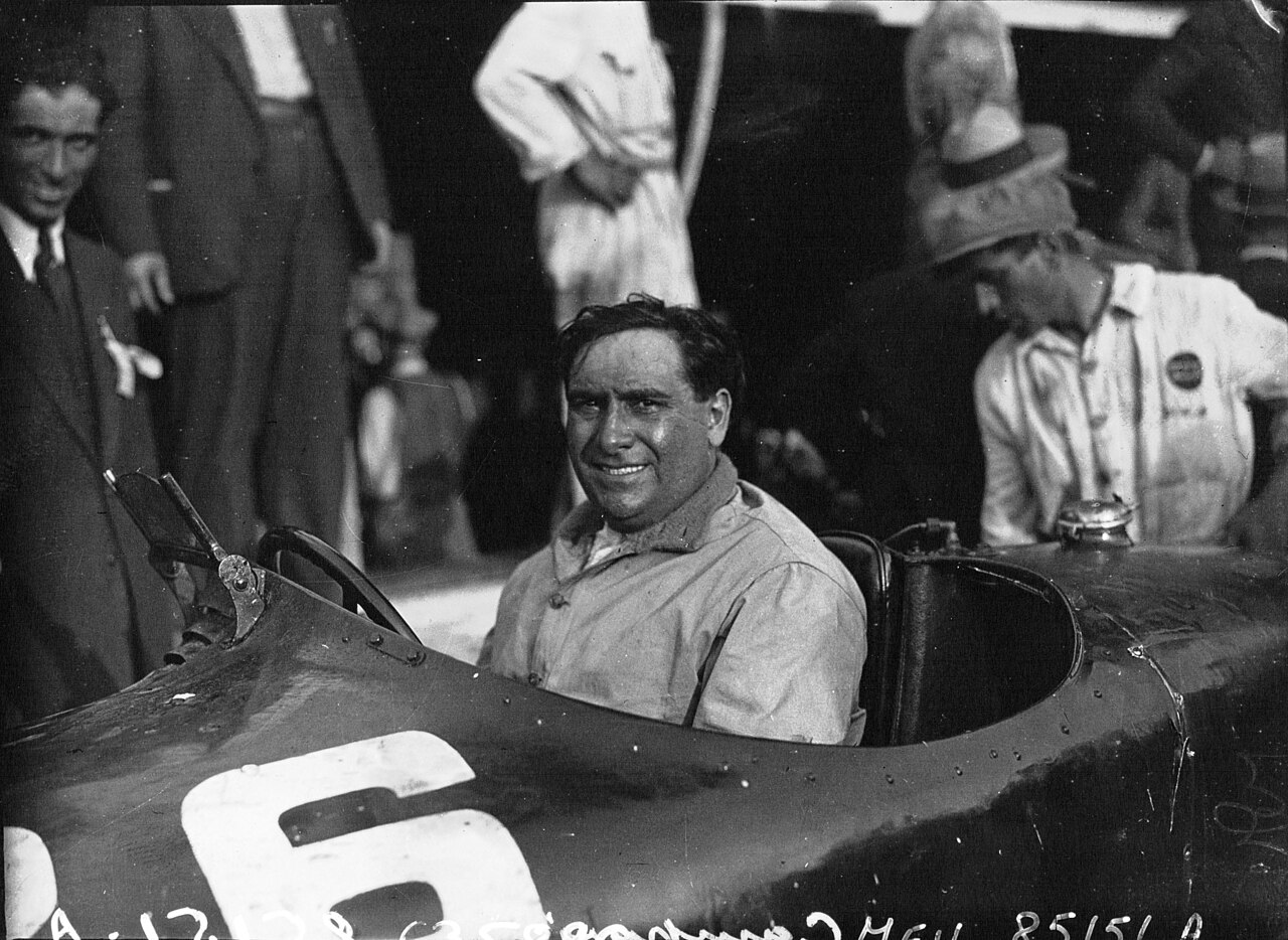 Giuseppe Campari in his racing car