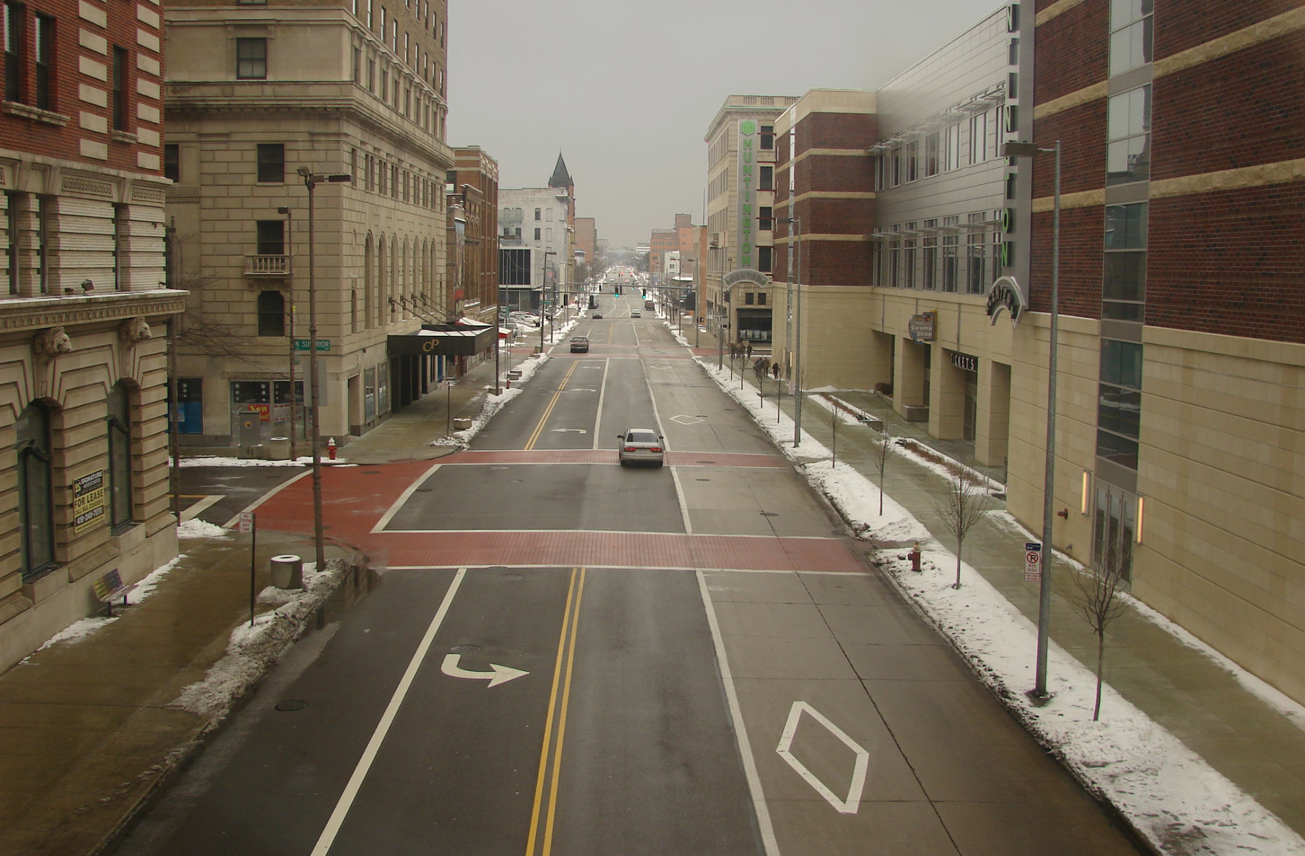 Empty Jefferson Street in Toledo, Ohio