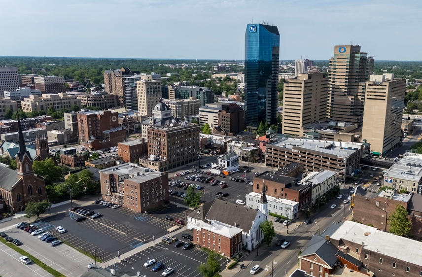 Aerial view of the city of Lexington, KY