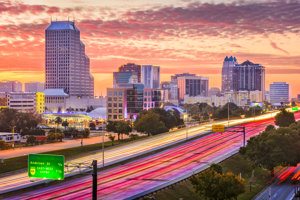 View of a highway of downtown Orlando, Florida