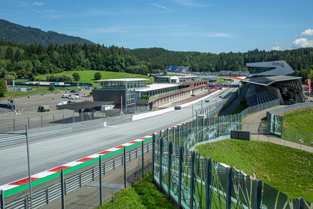 Panoramic view of Red Bull Ring in Spielberg, Styria, Austria