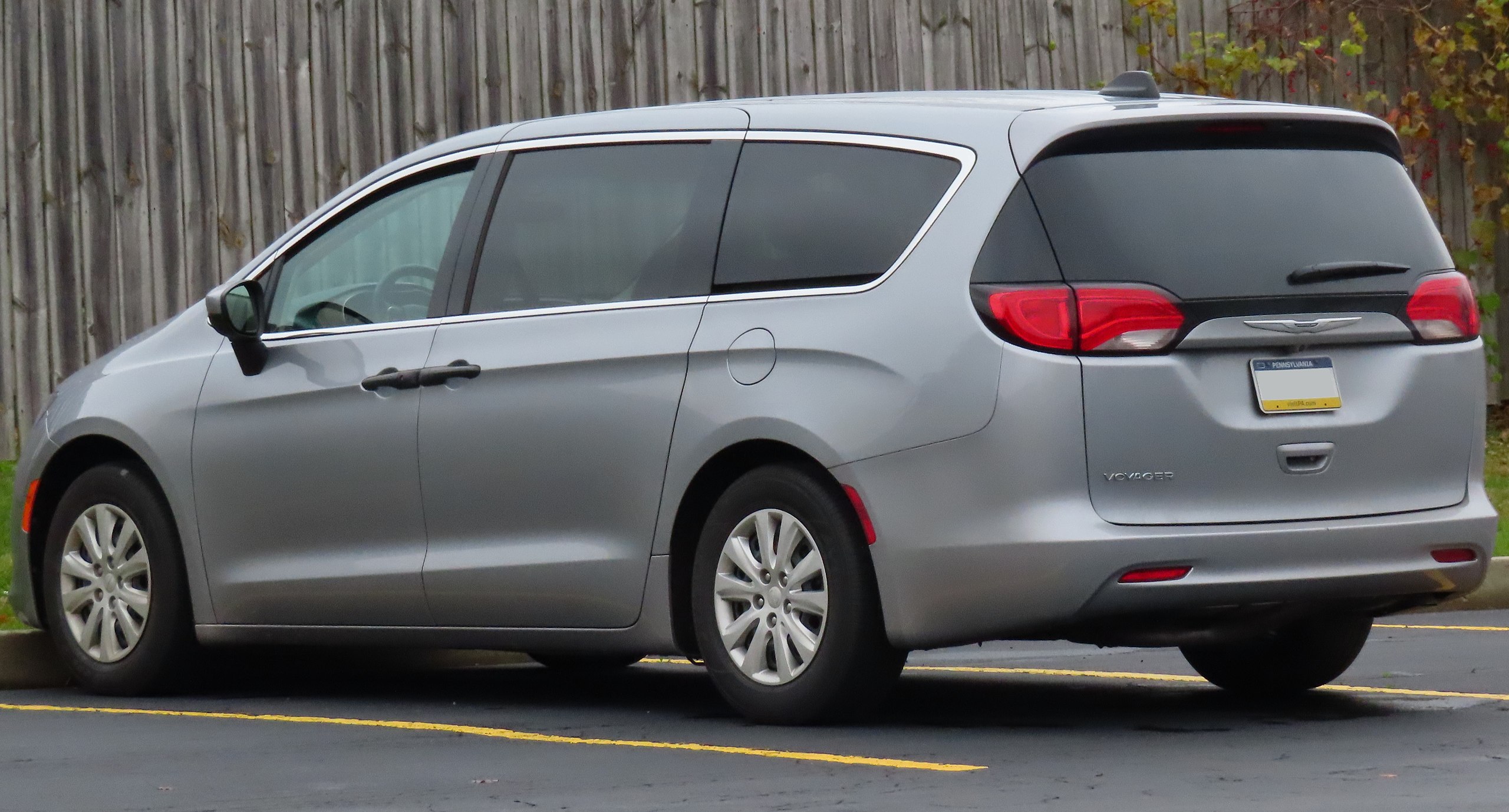 Image of gray 2021 Chrysler Voyager L, Rear Left, 10-31-2022