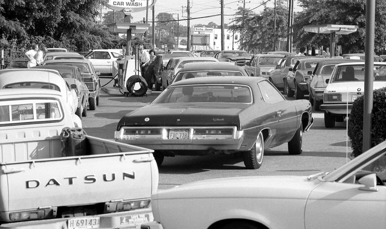 Line at a gas station