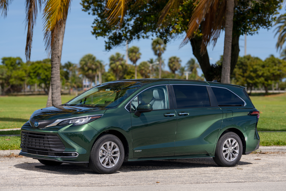 Image of green  Toyota Sienna Hybrid minivan
