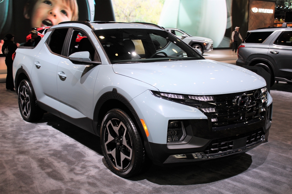 All New 2023 and 2024 Hyundai Santa Cruz Pick-up Truck on display at the New York Auto Show.