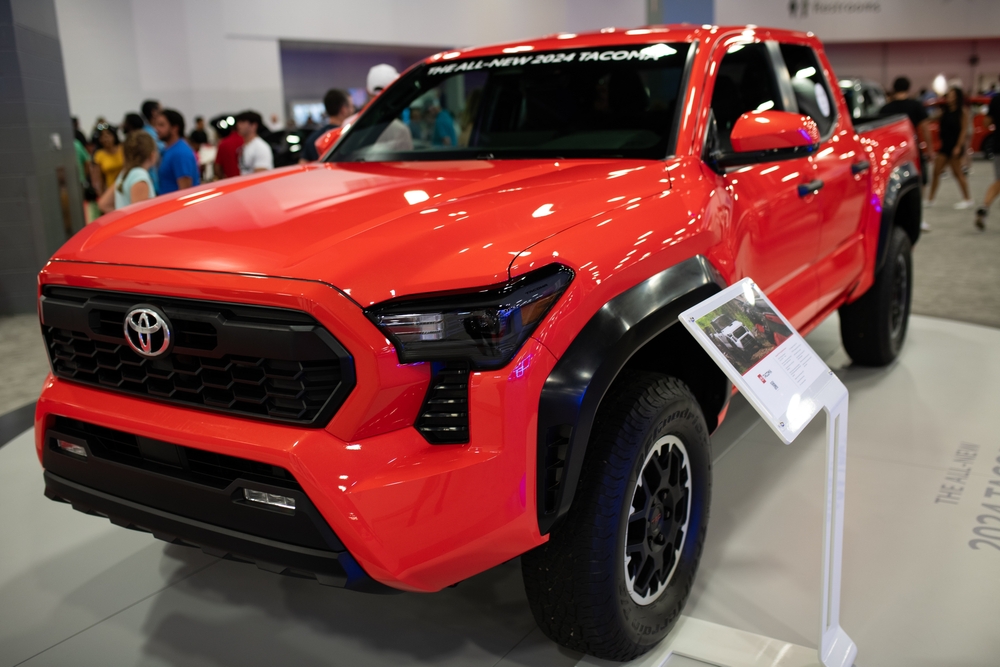 A 2024 Toyota Tacoma on display at the Miami