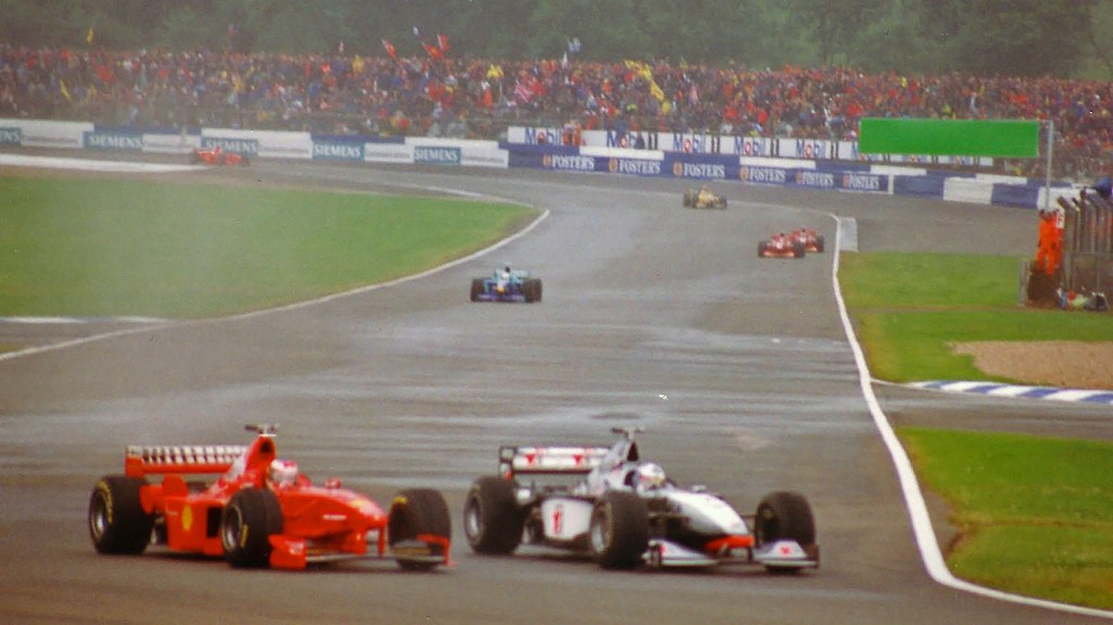 1998 British Grand Prix race , David Coulthard and Michael Schumacher