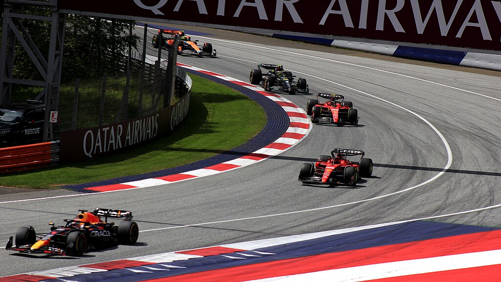 Formula 1 spread out racing cars
