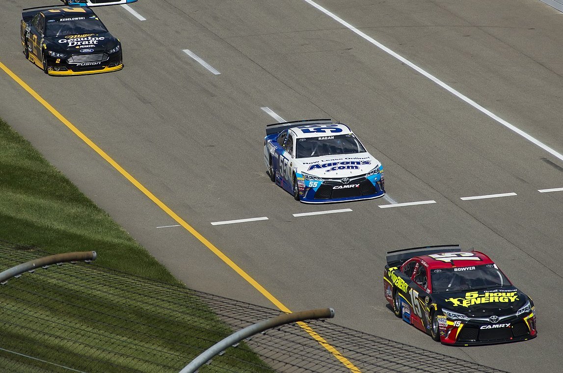 Three NASCAR racing cars