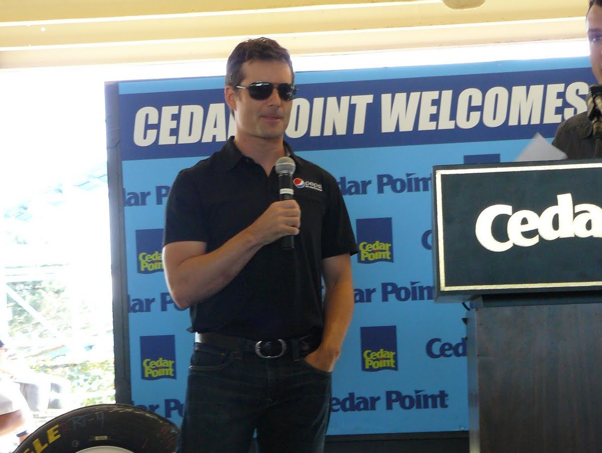 Jeff Gordon in a black t-shirt