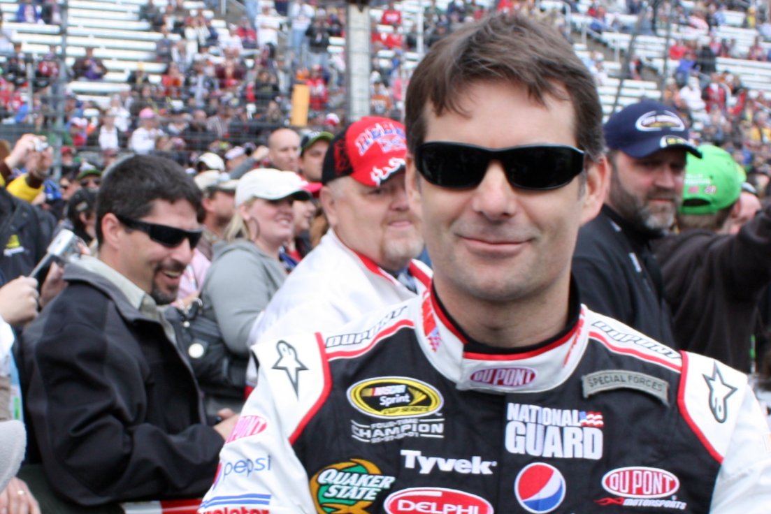 Jeff Gordon with a pair of sunglasses