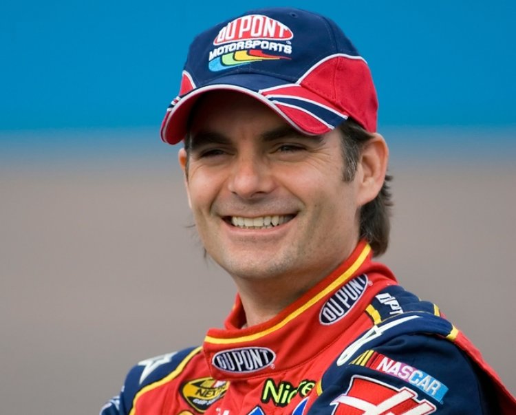 Jeff Gordon in a red jacket