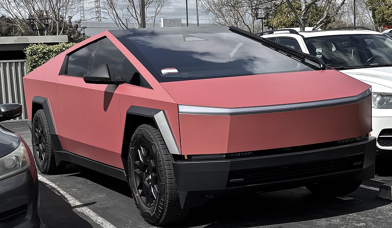 Tesla Cybertruck parked outside