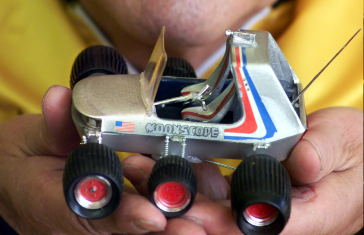 George Barris holding Moonscape model
