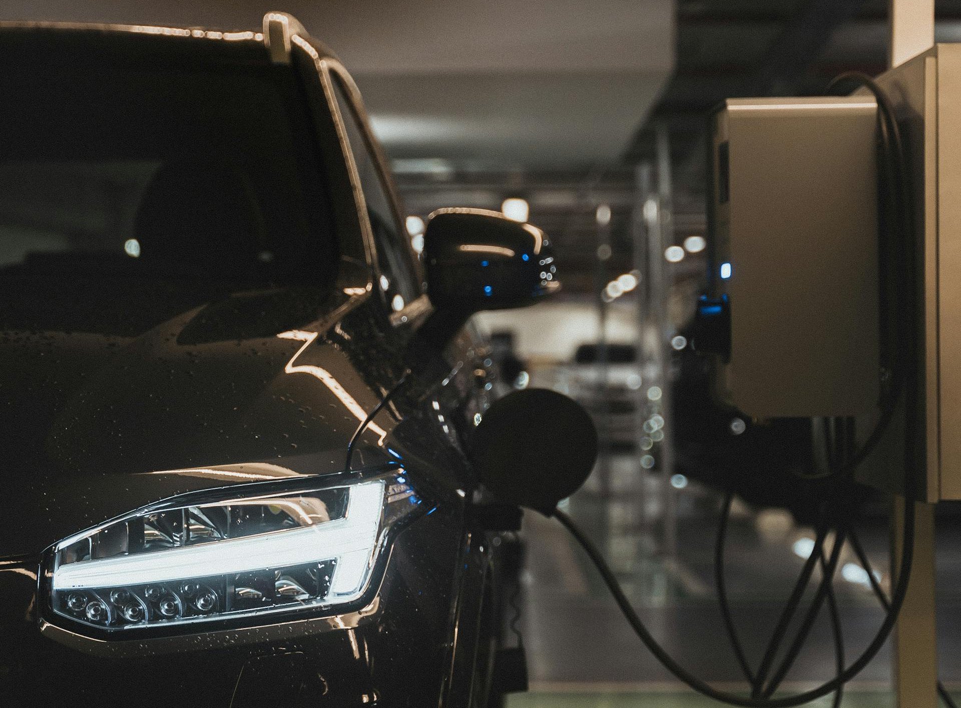 A Black Electric Vehicle Charging