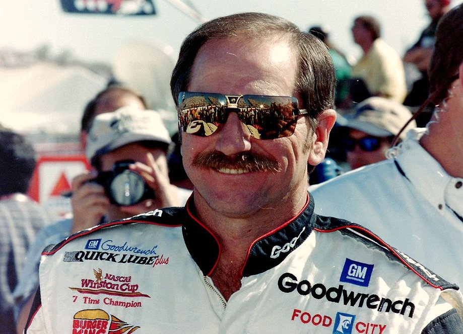 NASCAR champion Dale Earnhardt wearing sunglasses