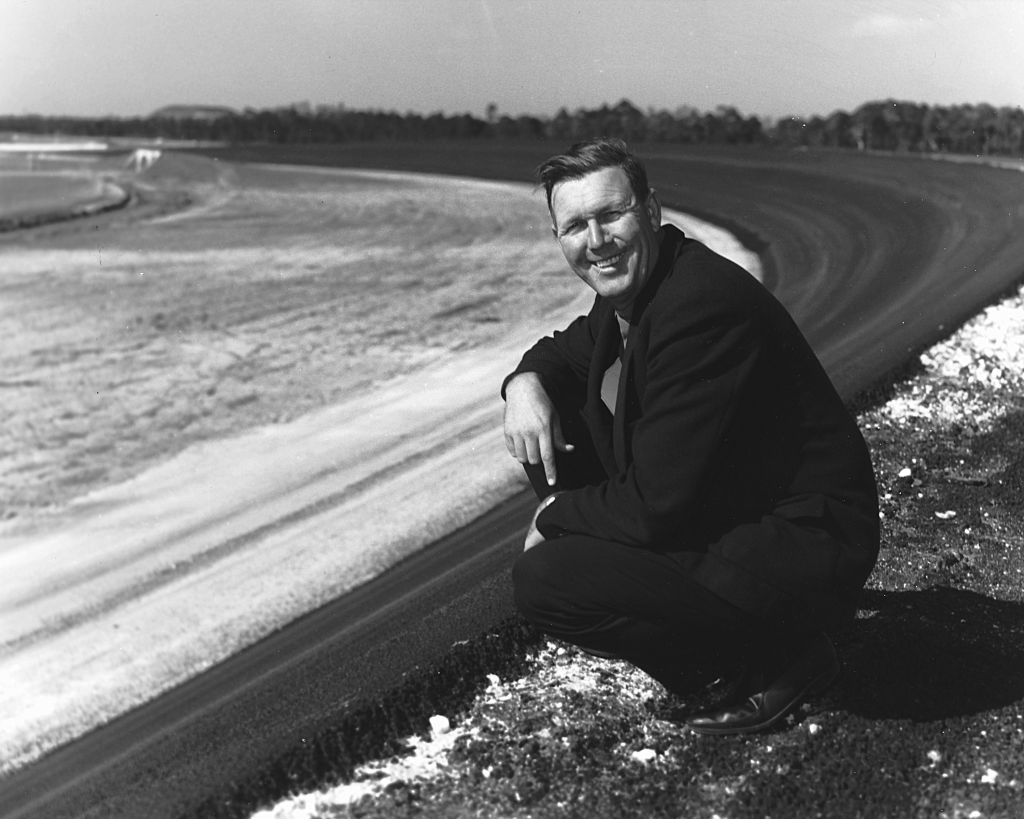 Bill France Sr. looks on from the track he created circa 1959 at the Daytona International Speedway