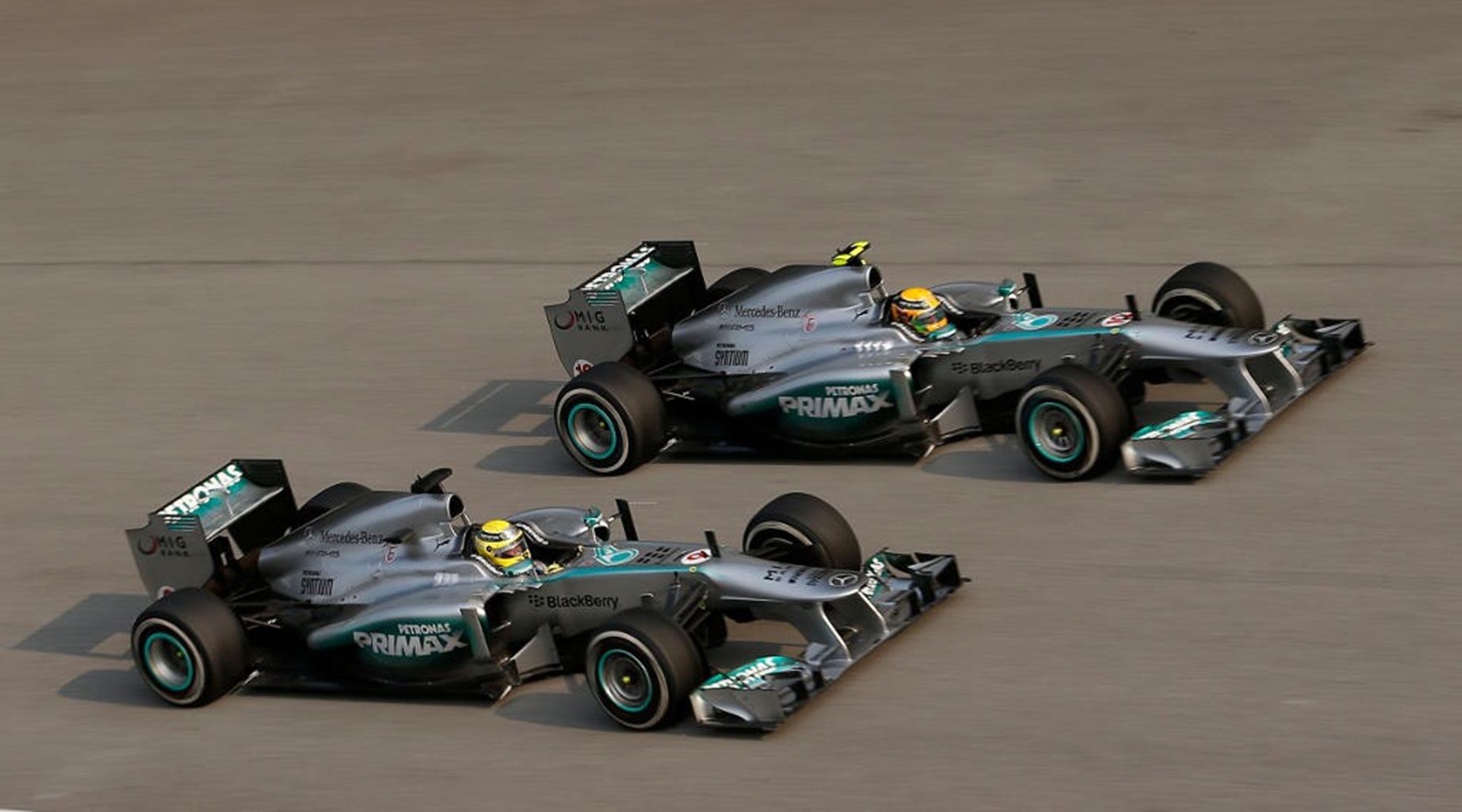 Hamilton and Rosberg at Grand Prix of Malaysia - 2013