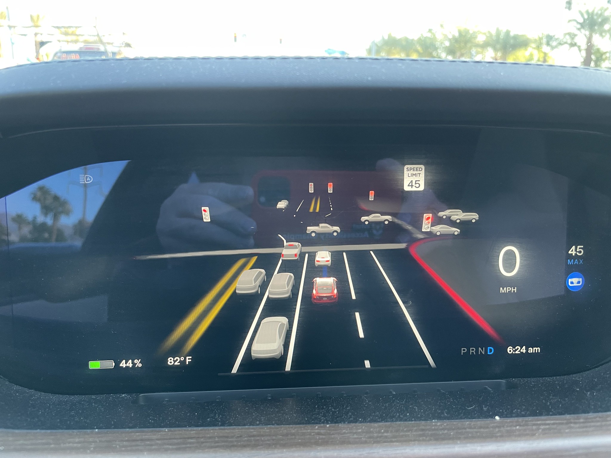 Tesla full self-driving beta on Model S plaid dashboard - 2022