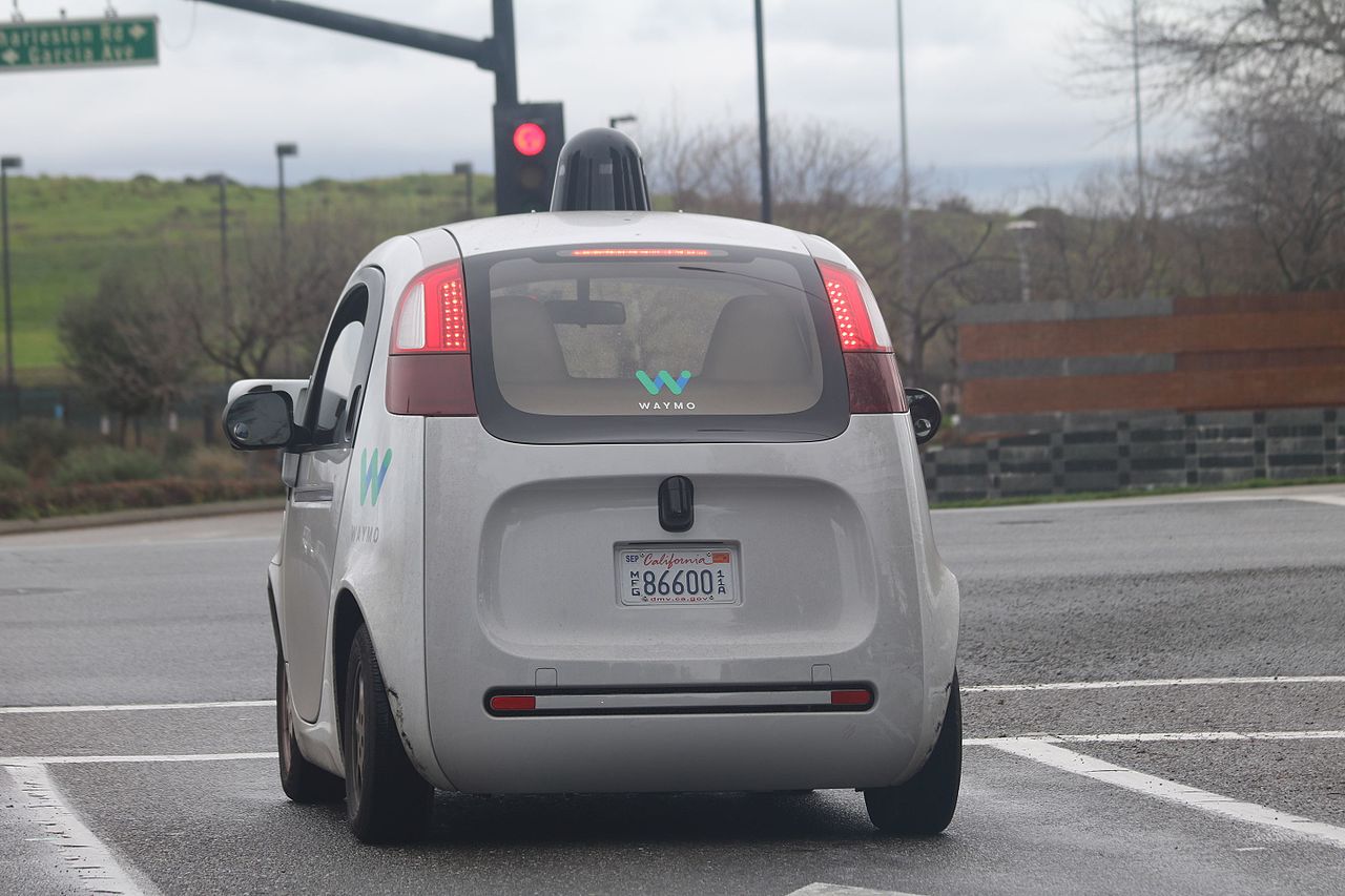 Waymo Self-Driving Car Stopped At Intersection