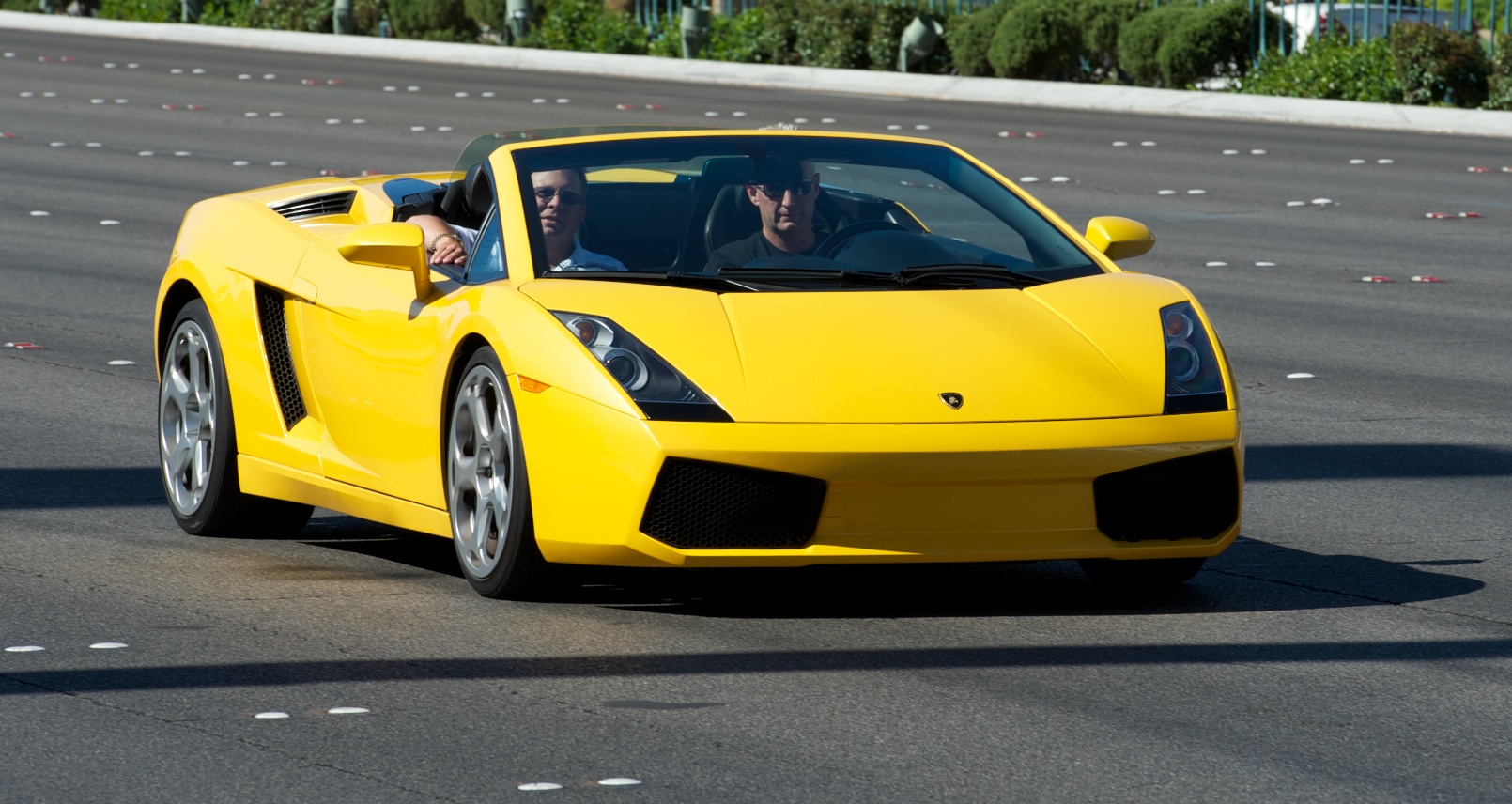 Yellow Lamborghini Gallardo Spyder on the road - 2011
