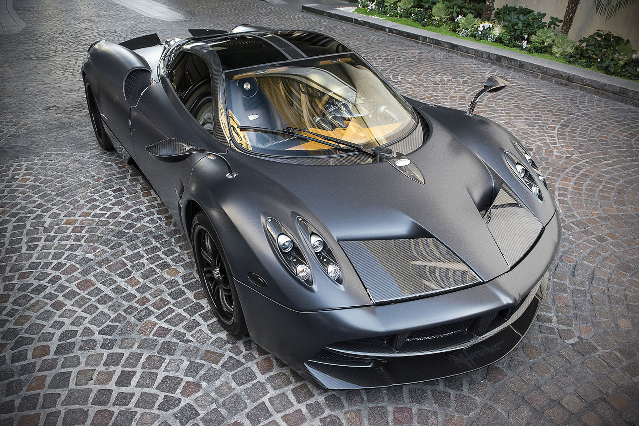 Matte Black Pagani Huayra on the street - 2015