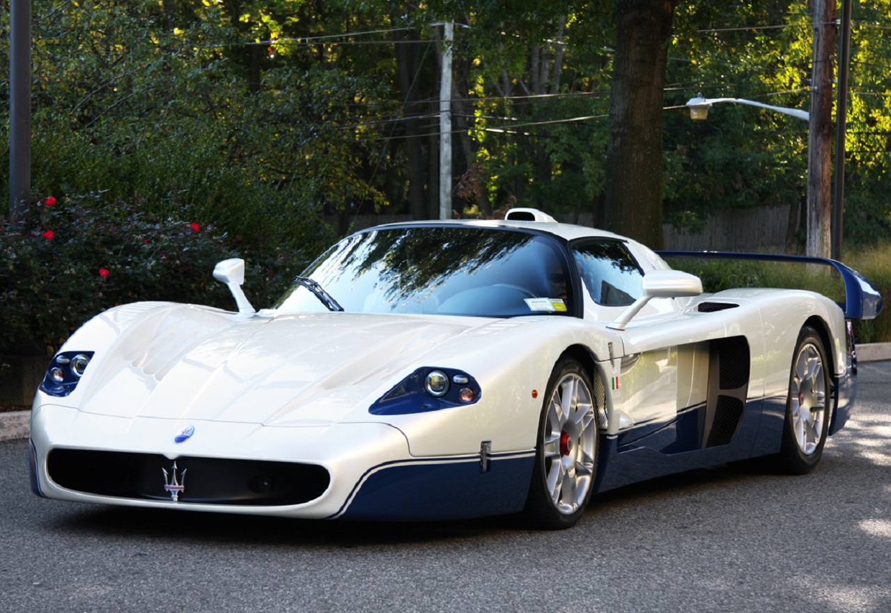 White Maserati MC12 on the road.