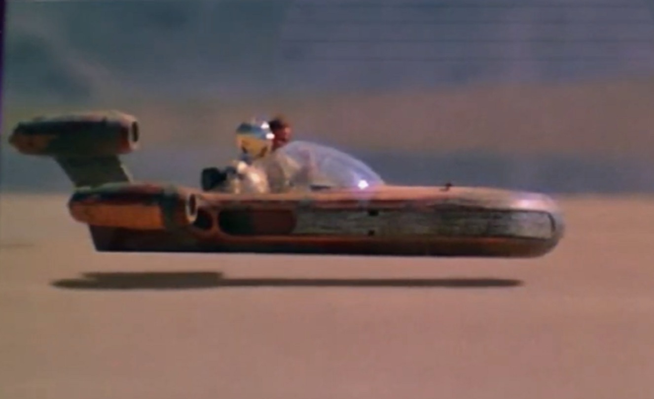 Screenshot of landspeeder - from Star Wars: Episode IV - A New Hope (1977)
