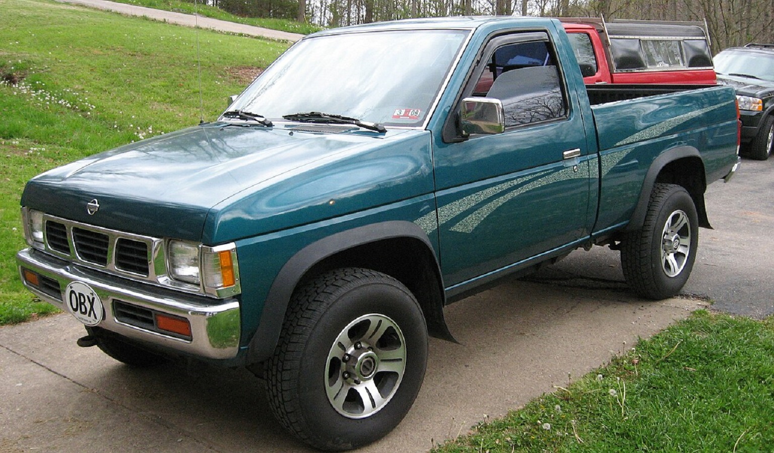 Green Nissan Hardbody Pickup - 1997 Close Up