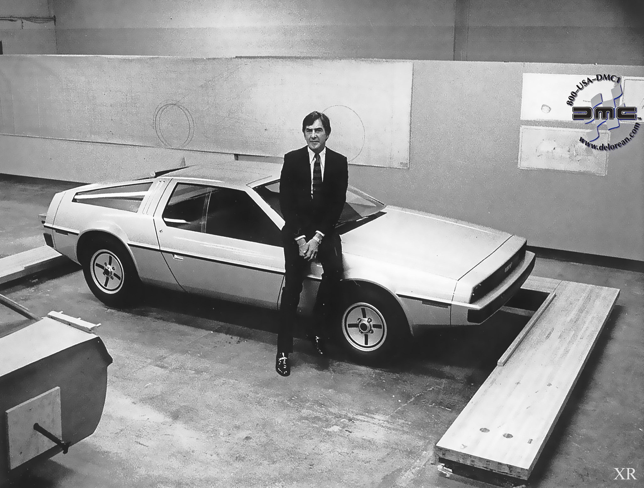 John DeLorean and his car - 1972