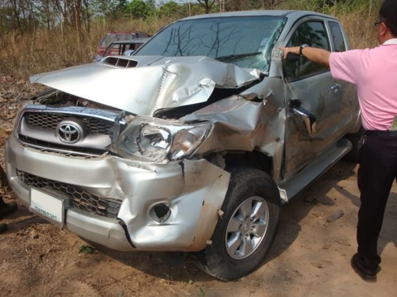 Silver Toyota Hilux Crash