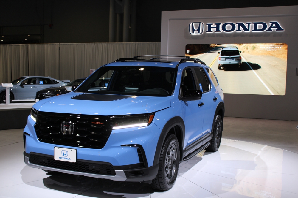 All New 2023 Honda Pilot Family SUV on display at the New York Auto Show.
