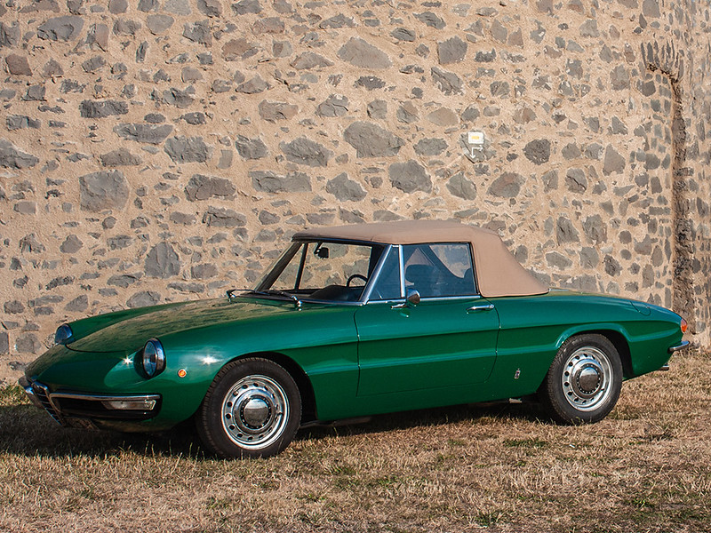 Close Up Photo of Green 1966 Alfa Romeo Spider