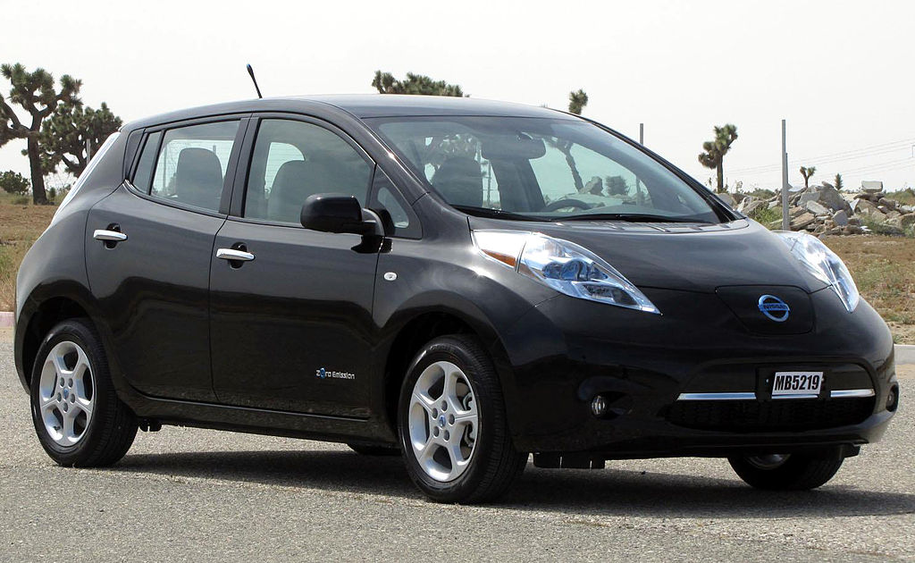Black 2011 Nissan Leaf on a parking lot